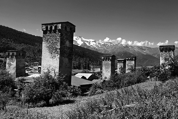 Watchtowers in Svaneti in the Caucasus Mountains in Georgia