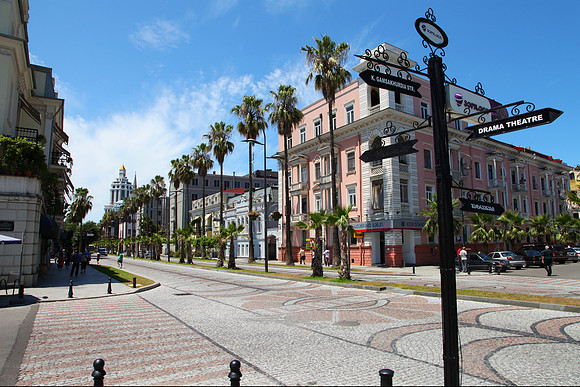 The streets of Batumi on the Black Sea in Georgia