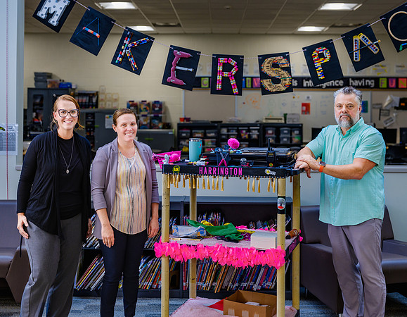 High School Studio 315 After School Program Directors Librarians Stacie Martinec & Britney Elsey and Assistant Principal Dave Harrington