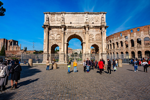 Rome, Italy city views of St. Peter's, the Colosseum, Piazza Navona, Trevi Fountain, the Pantheon, and Roman Forum Blue Hour and Sunset
