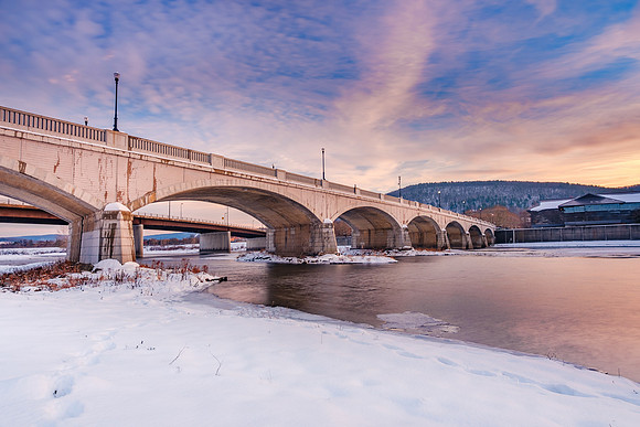 Chemung River Snow Sunset 1